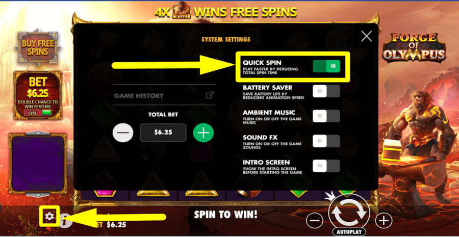 Forge Of Olympus Quick Spin Feature