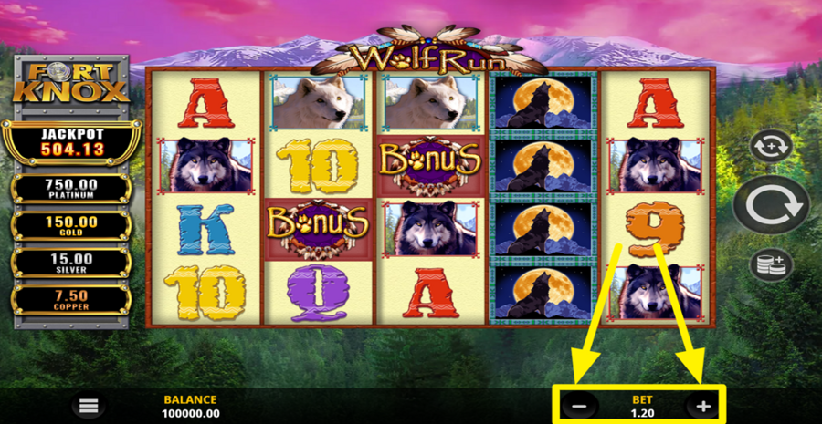 Fort Knox Wolf Run Adjust Bet