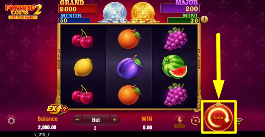 Fortune Coins 2 Spin Button