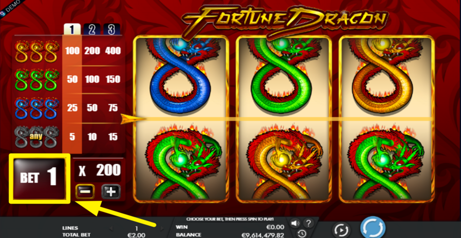 Fortune Dragon Bet Level Adjust
