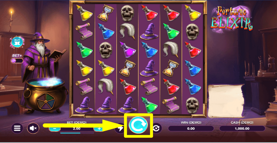 Fortune Elixir Spin Button