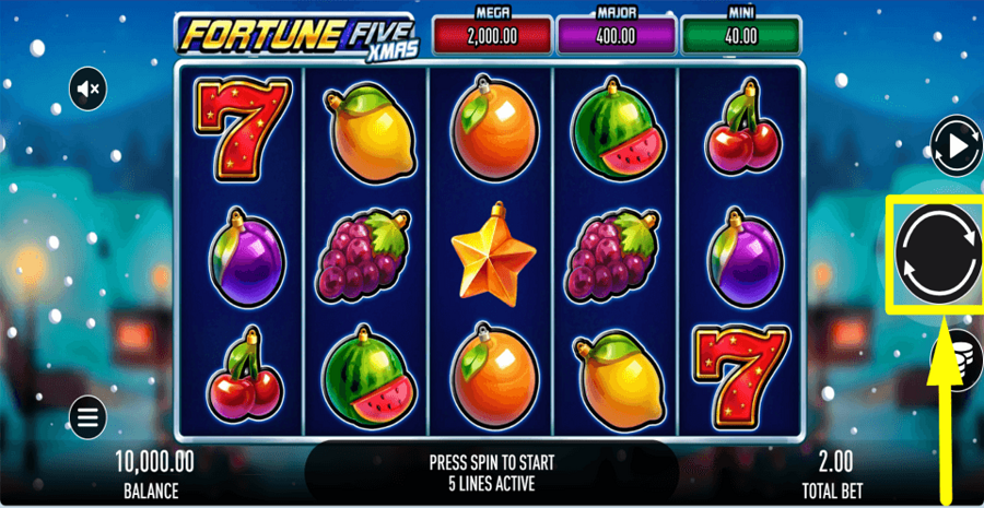 Fortune Five Xmas Spin Button