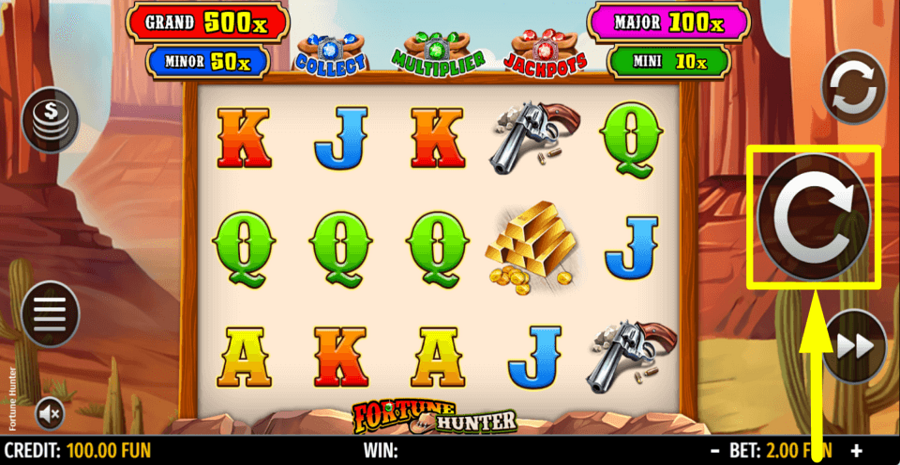 Fortune Hunter Spin Button