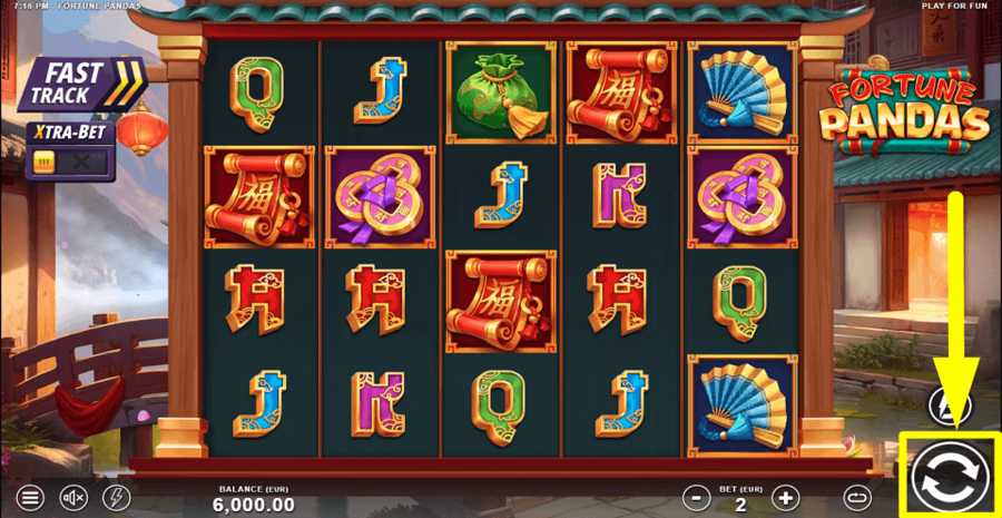 Fortune Pandas Spin Button
