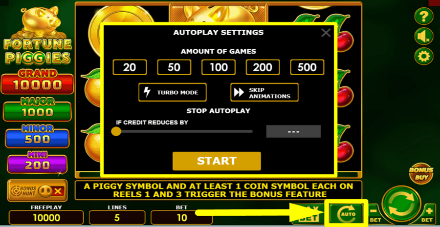 Fortune Piggies Autoplay Feature