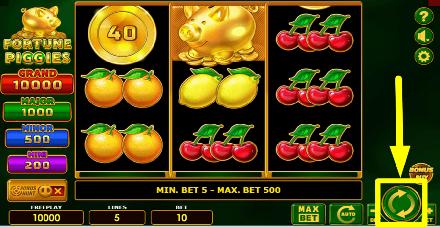 Fortune Piggies Spin Button