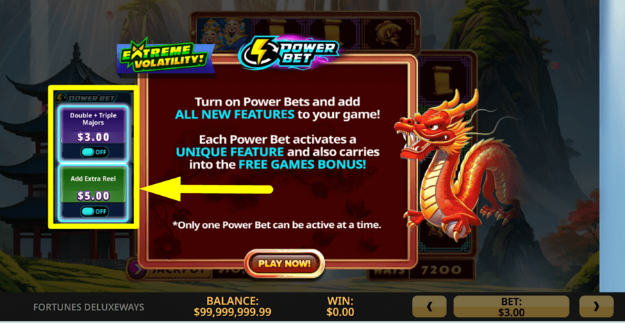 Fortunes Deluxeways Power Bet Feature