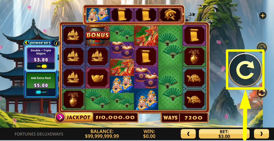 Fortunes Deluxeways Spin Button