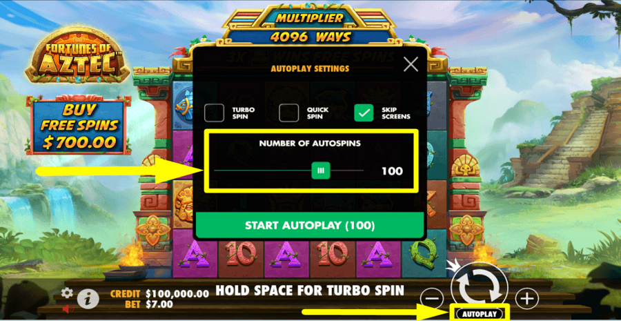 Fortunes Of Aztec Autoplay Feature