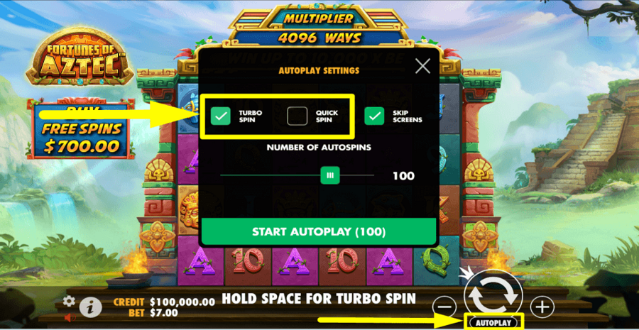 Fortunes Of Aztec Fast Play Feature