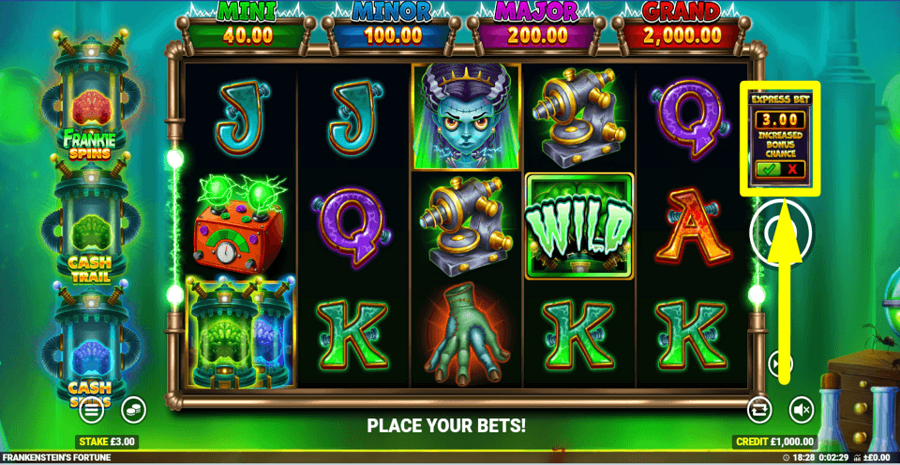 Frankensteins Fortune Express Bet Feature