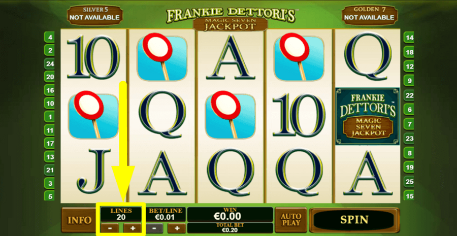 Frankie Dettoris Magic 7 Jp Adjustable Paylines
