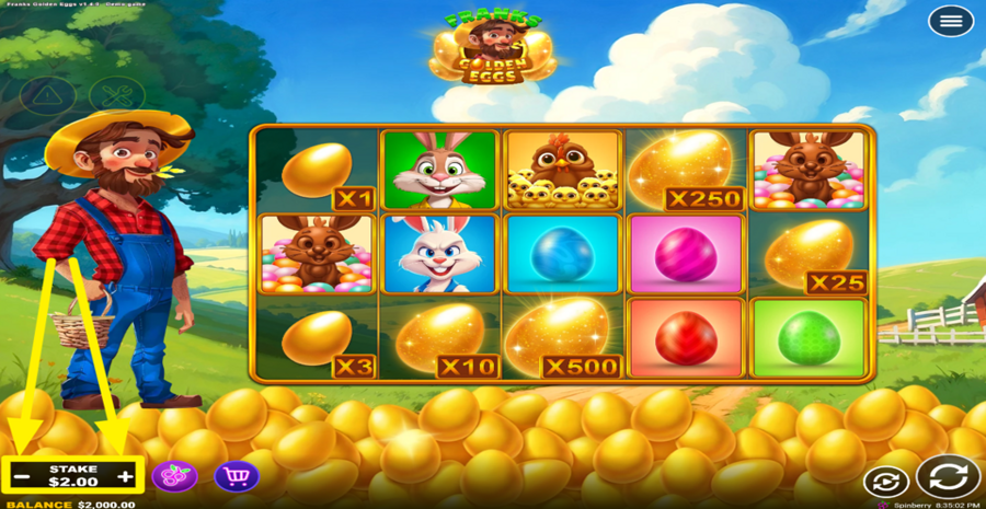 Franks Golden Eggs Adjust Bet