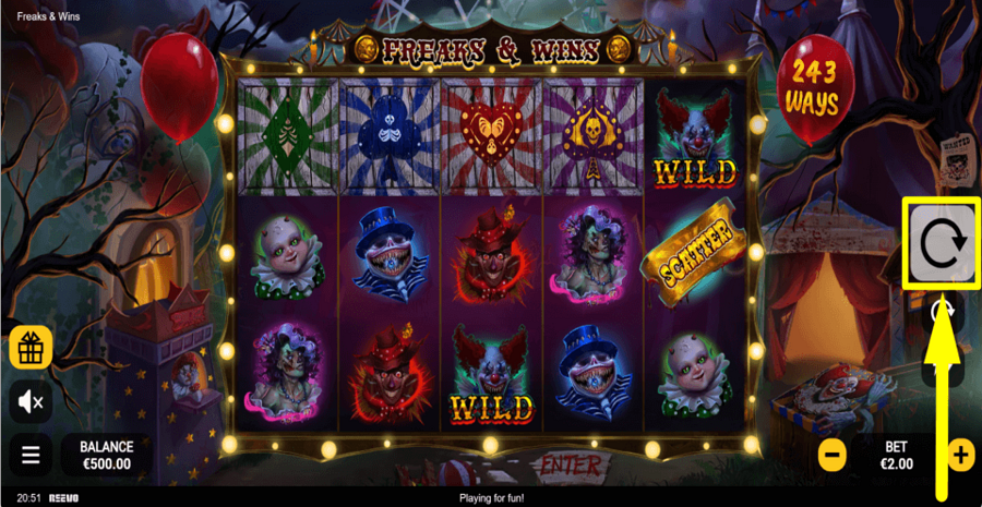 Freaks And Wins Spin Button