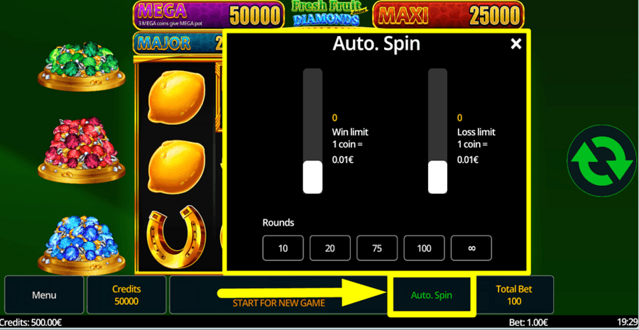 Fresh Fruit Deluxe Diamonds Autoplay Feature