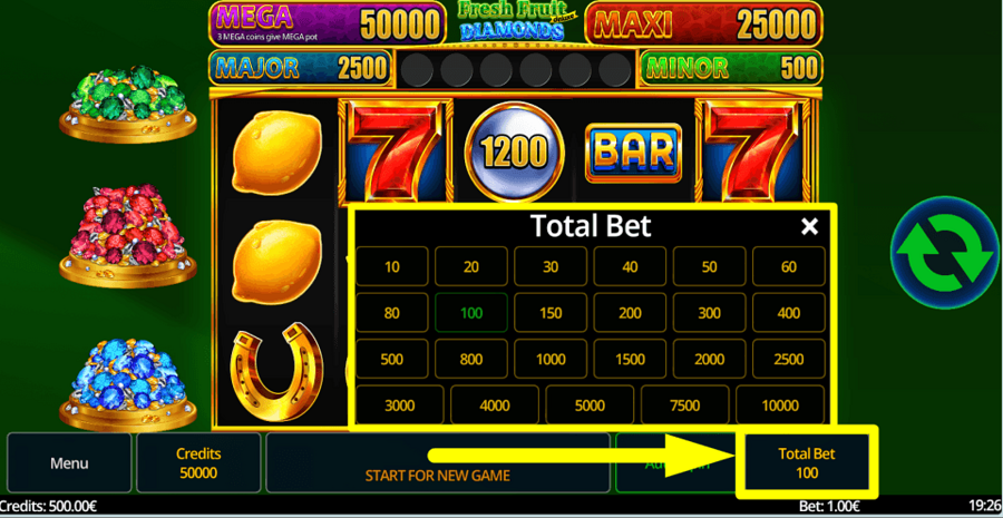 Fresh Fruit Deluxe Diamonds Bet Value