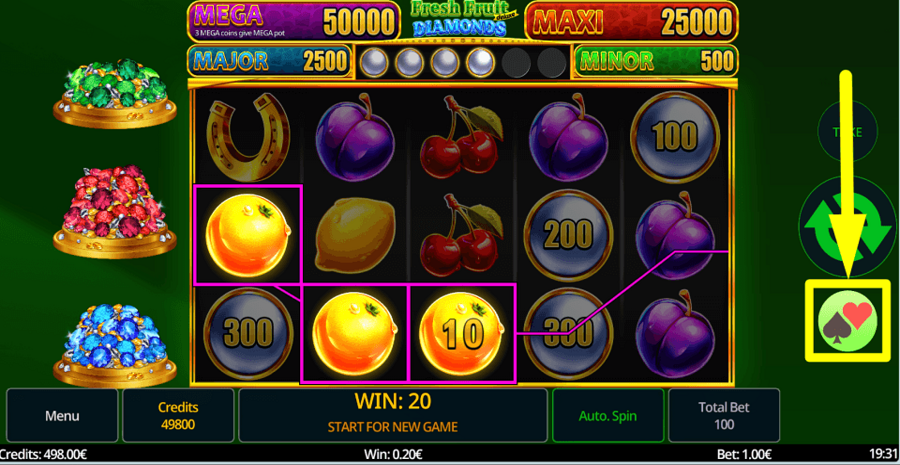 Fresh Fruit Deluxe Diamonds Gamble Feature