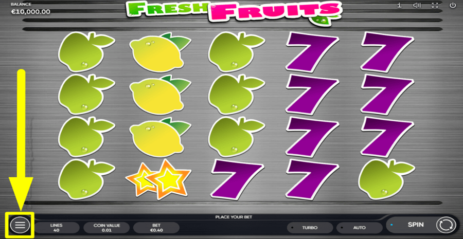Fresh Fruits Settings Menu