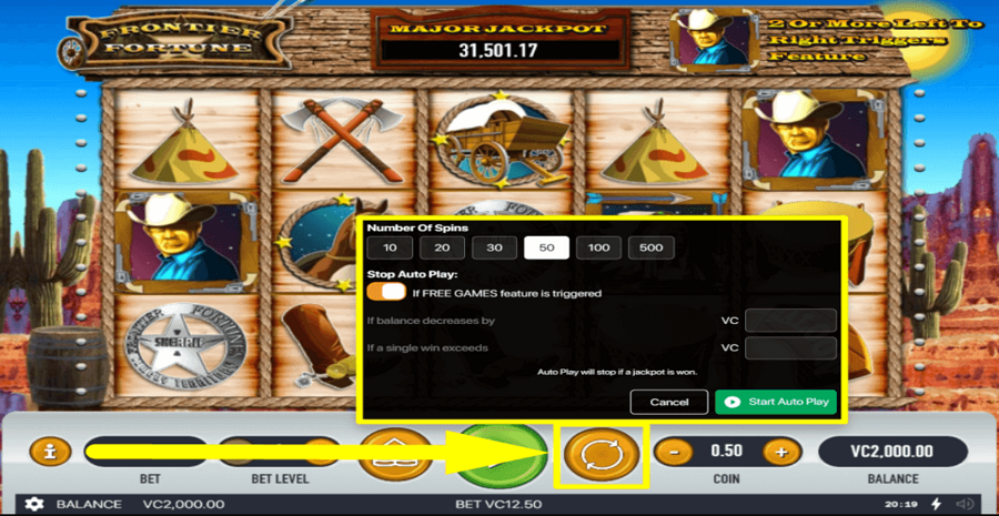 Frontier Fortunes Autoplay Feature