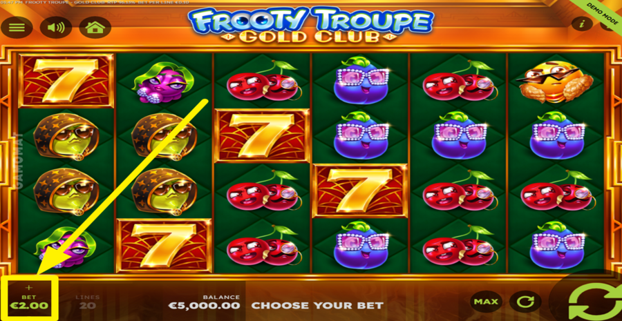 Frooty Troupe Gold Club Adjust Bet