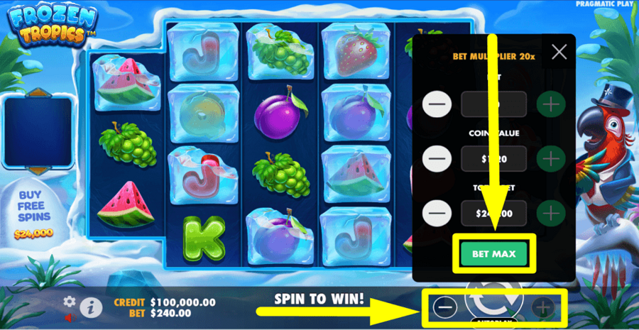 Frozen Tropics Bet Max Button