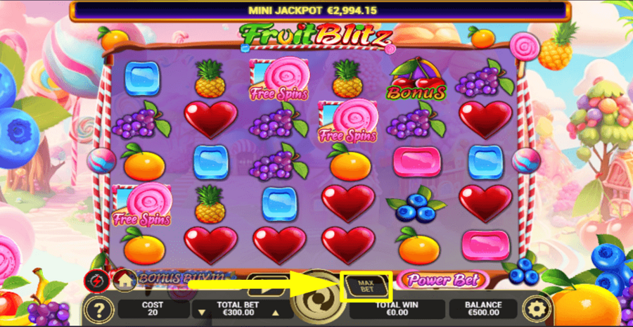 Fruit Blitz Max Bet Button