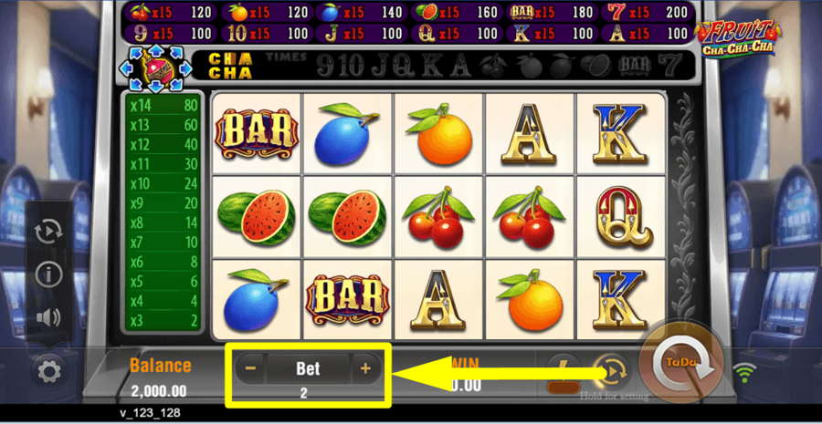 Fruit Cha Cha Cha Bet Value