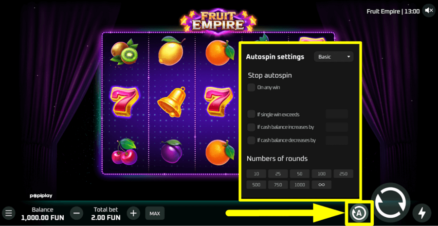 Fruit Empire Autoplay Feature