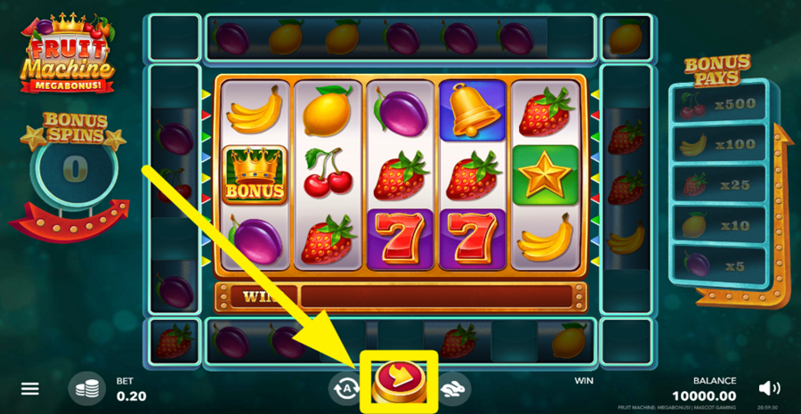 Fruit Machine Megabonus Spin Button