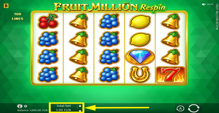 Fruit Million Respin Adjust Bet