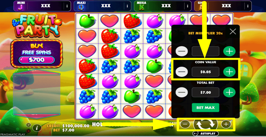 Fruit Party Oranje Jackpot Coin Value
