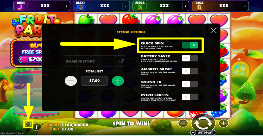 Fruit Party Oranje Jackpot Turbo Feature