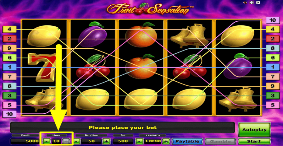 Fruit Sensation Adjustable Paylines
