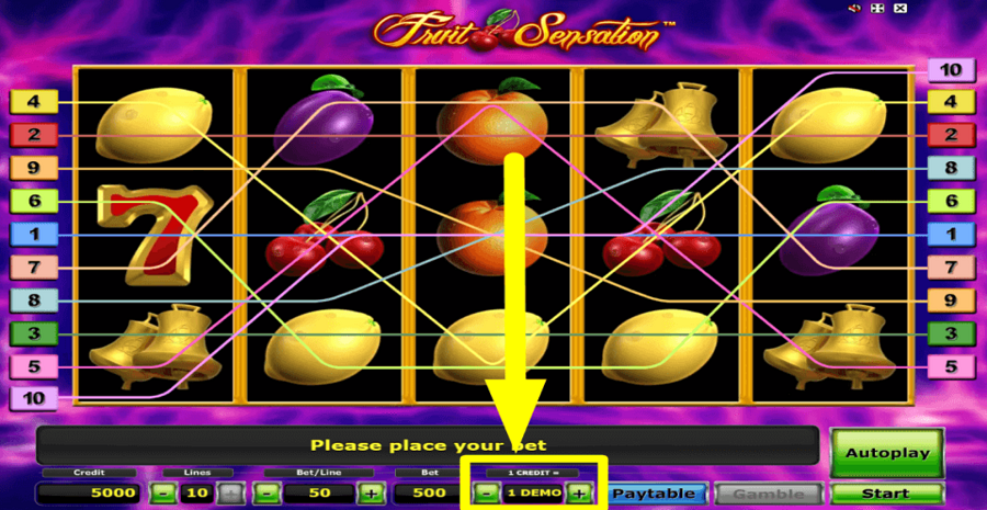 Fruit Sensation Credit Value