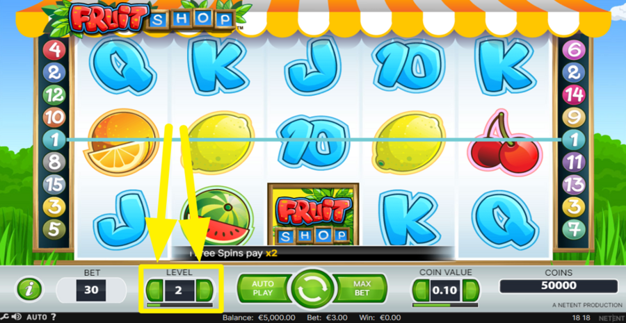 Fruit Shop Adjust Bet Level