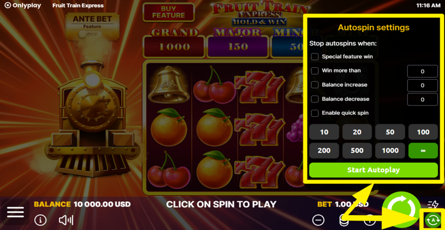 Fruit Train Express Hold And Win Autoplay