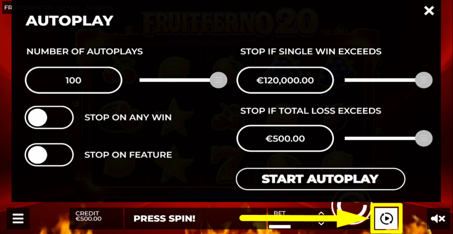 Fruitferno 20 Autoplay Feature