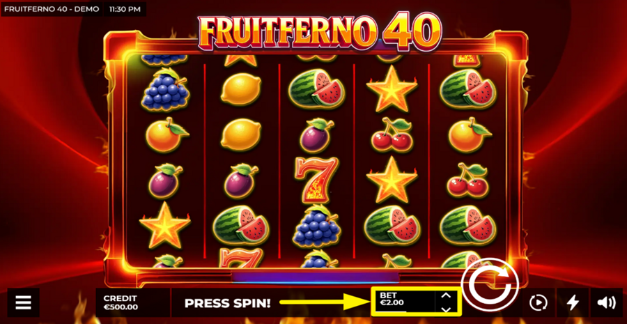 Fruitferno 40 Adjust Bet