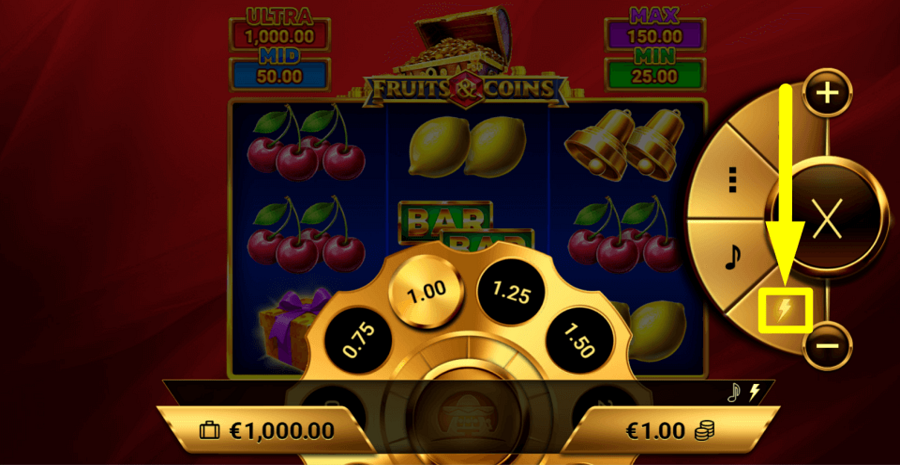 Fruits And Coins Turbo Feature
