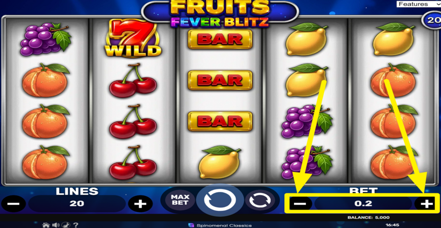 Fruits Fever Blitz Adjust Bet