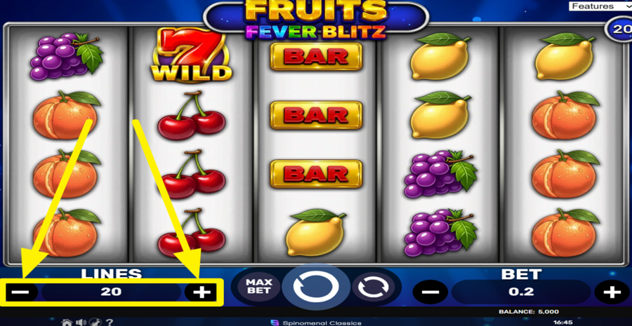 Fruits Fever Blitz Adjust Lines