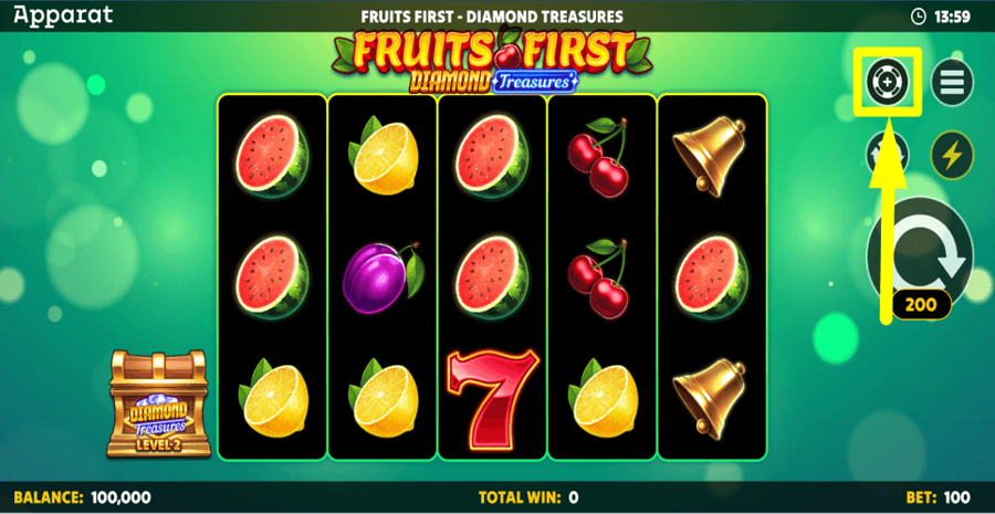 Fruits First Diamond Treasures Bet Value