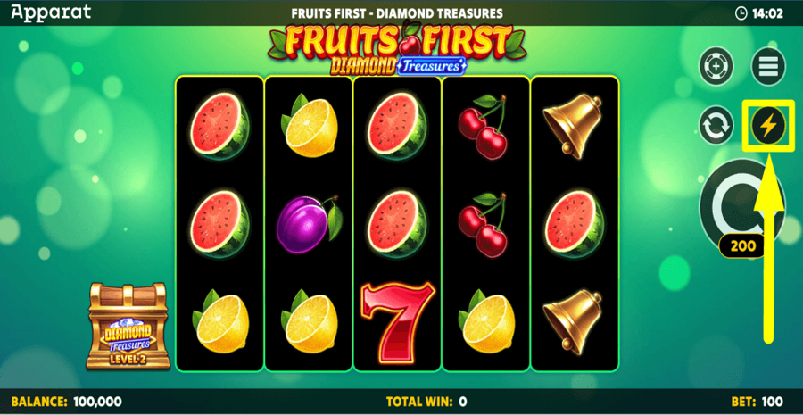 Fruits First Diamond Treasures Turbo Feature