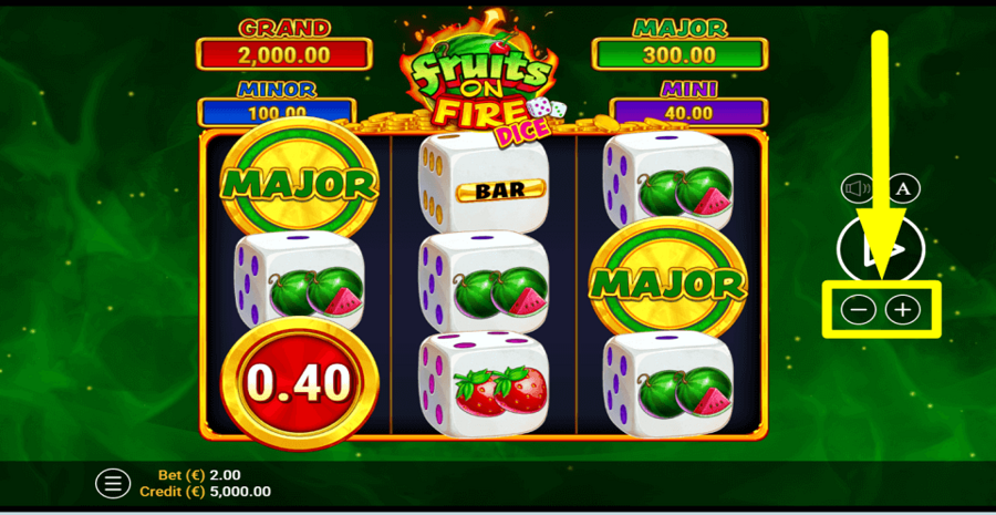Fruits On Fire Dice Bet Value