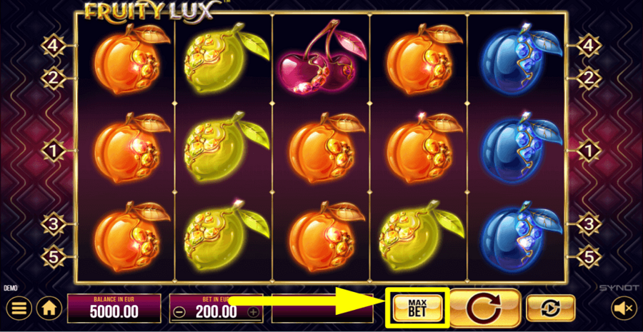 Fruity Lux Max Bet Button