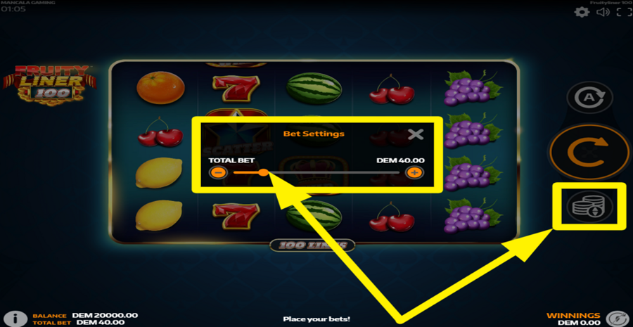 Fruityliner 100 Adjust Bet
