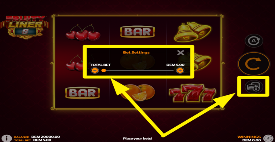 Fruityliner 5 Adjust Bet