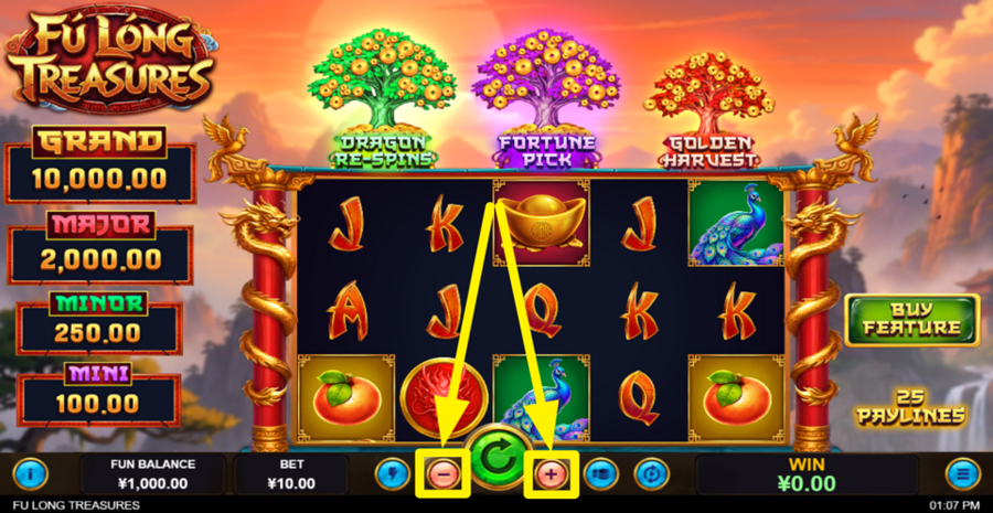 Fu Long Treasures Adjust Bet