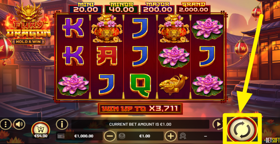 Fury Dragon Hold And Win Spin Button