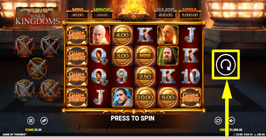 Game Of Thrones Spin Button